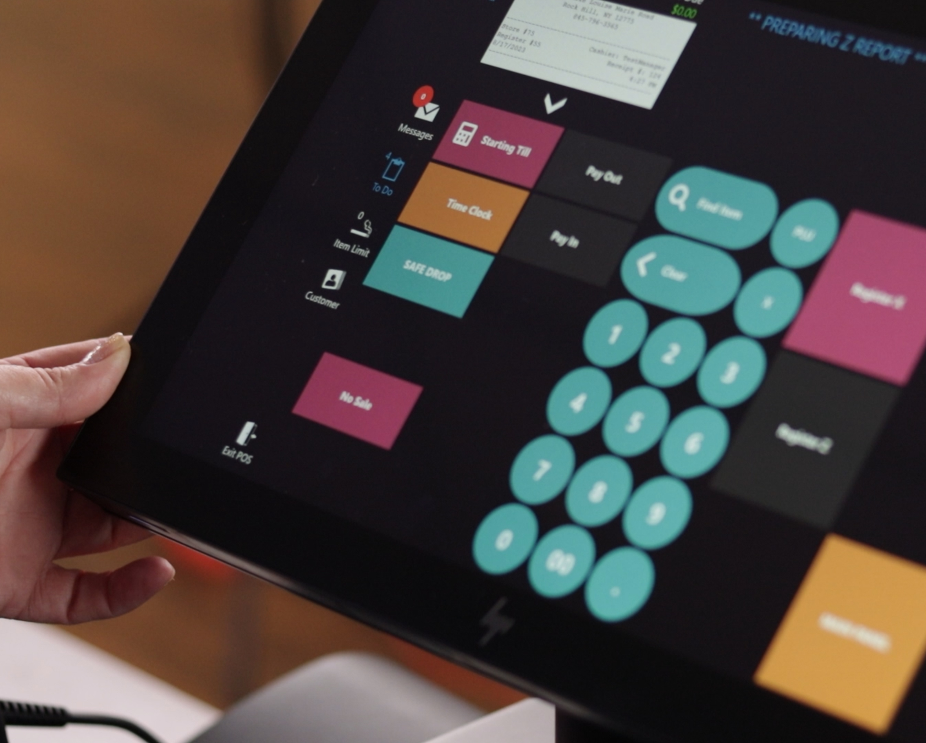 zoomed in image of retail point of sale system